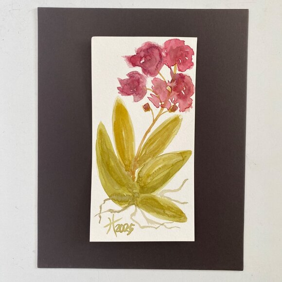 Loose Orchid 2 Original Art Watercolor Painting Frame Ready 8x10in Backing Board - Picture 2 of 4